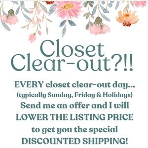 Get a minimum 10% off and Reduced Shipping on Closet Clearout (CCO)Days